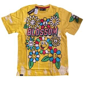 Contender Blossom Yellow Graphic Bubble Print Tee T-Shirt Mens Large NWT Daisies